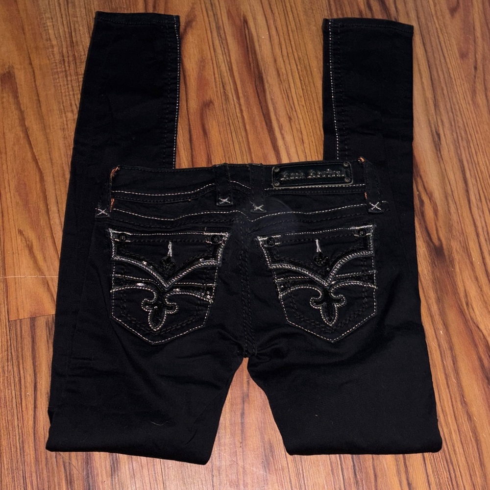 Black Embroidered Pocket Skinny Jeans - Picture 1 of 3